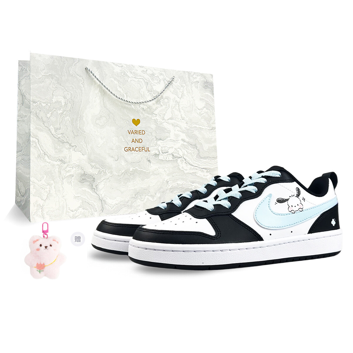 

Кроссовки Nike Court Borough Skateboarding Shoes Women's Low-top Blue/black/white, черный