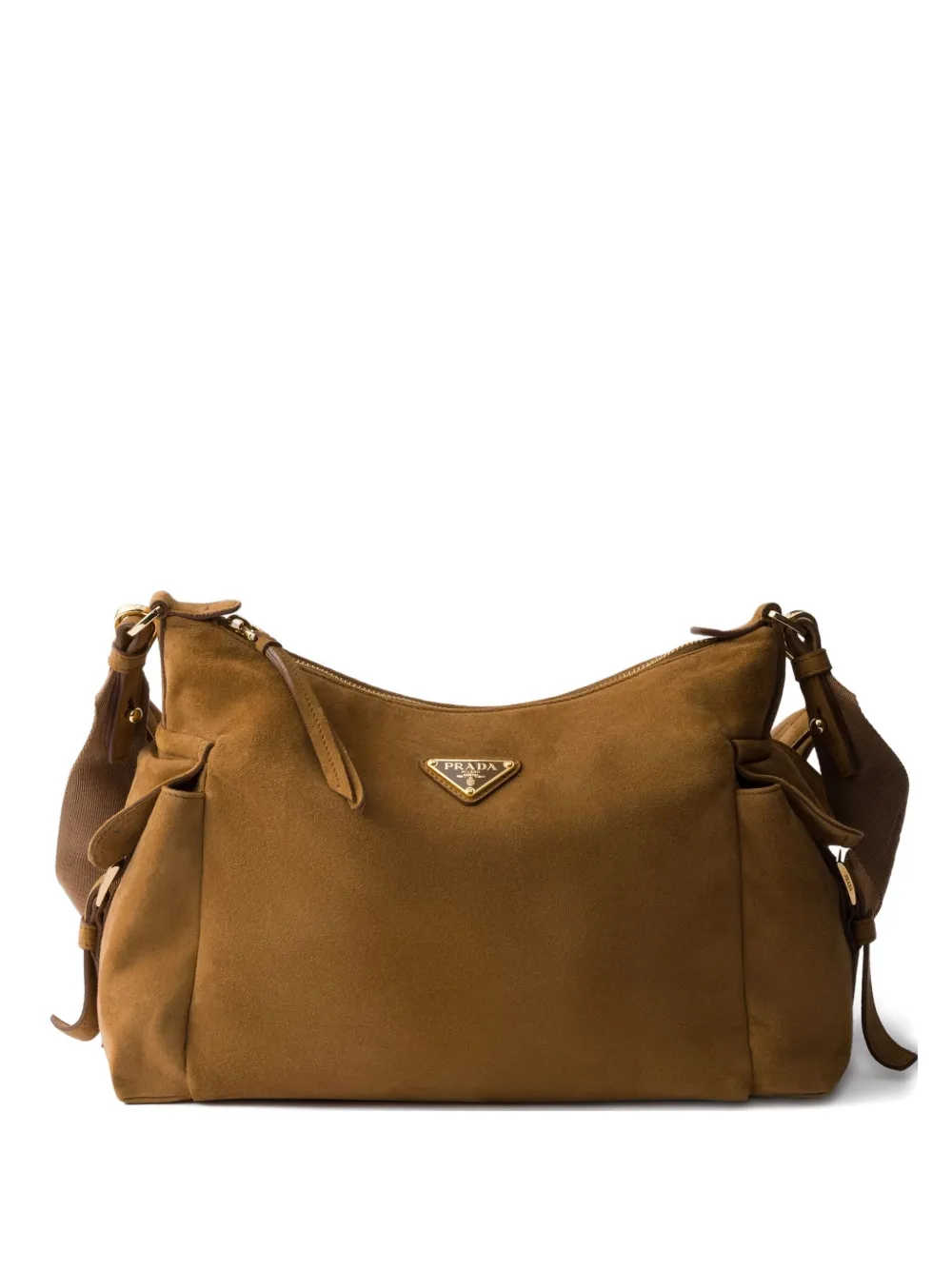 

Большая сумка на плечо Explore из замши и кожи Prada, коричневый