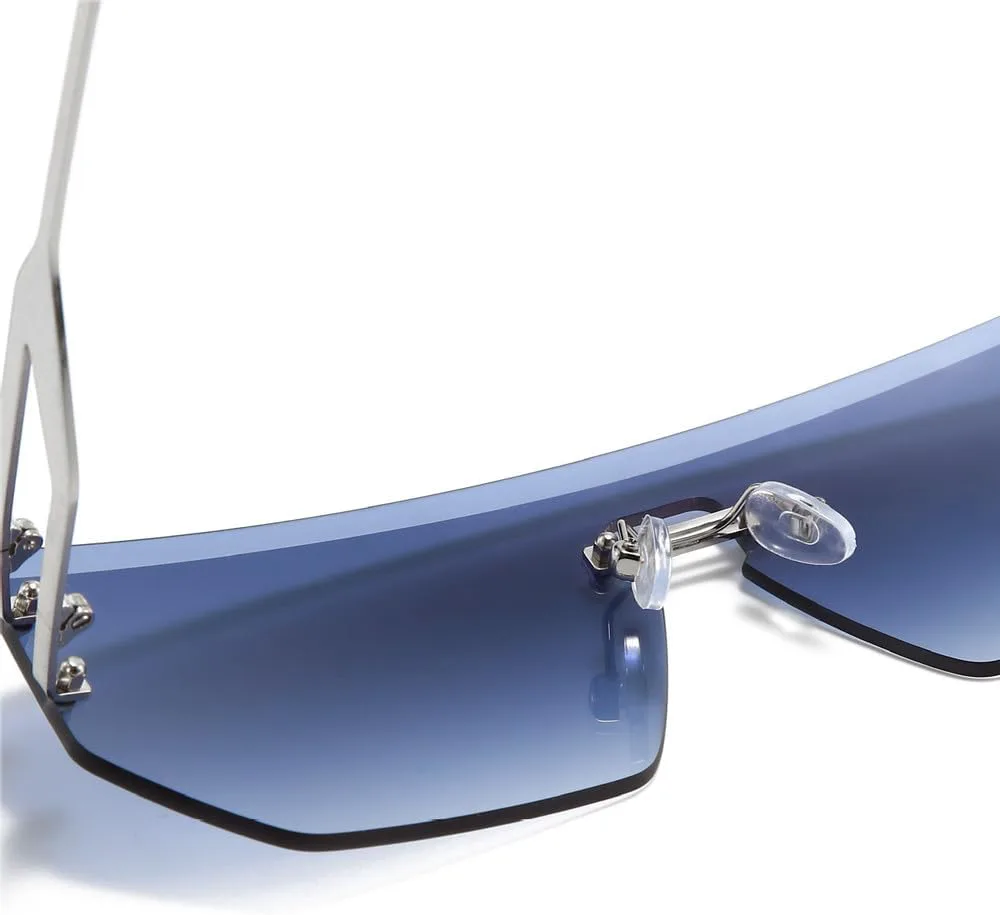 

Модные женские солнцезащитные очки без оправы с градиентной металлической ажурной оправой, мужские очки для активного отдыха и вождения LXLHWN, One Color