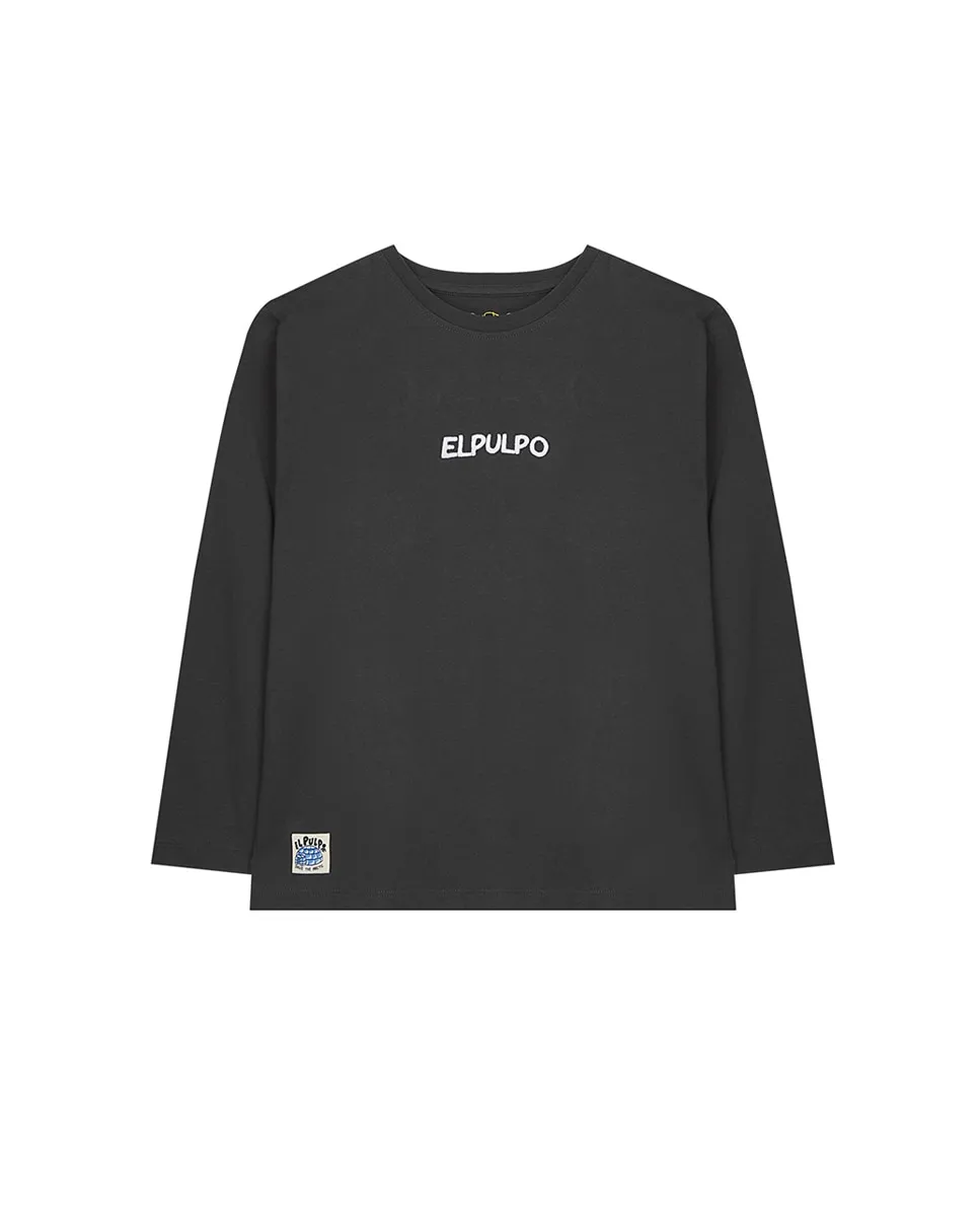

Детская футболка с длинным рукавом и круглый воротник El Pulpo, темно-серый
