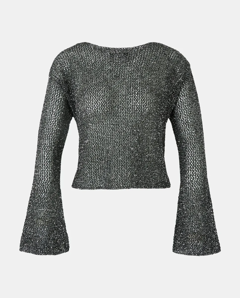

Женский джемпер с длинным рукавом и сеткой из пайеток Tintoretto, черный