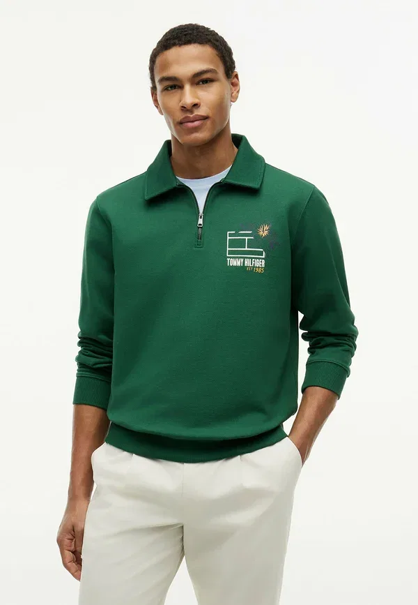 Свитшот Tommy Hilfiger Graphic quarter zip rugby sweatshirt, уличный зелёный
