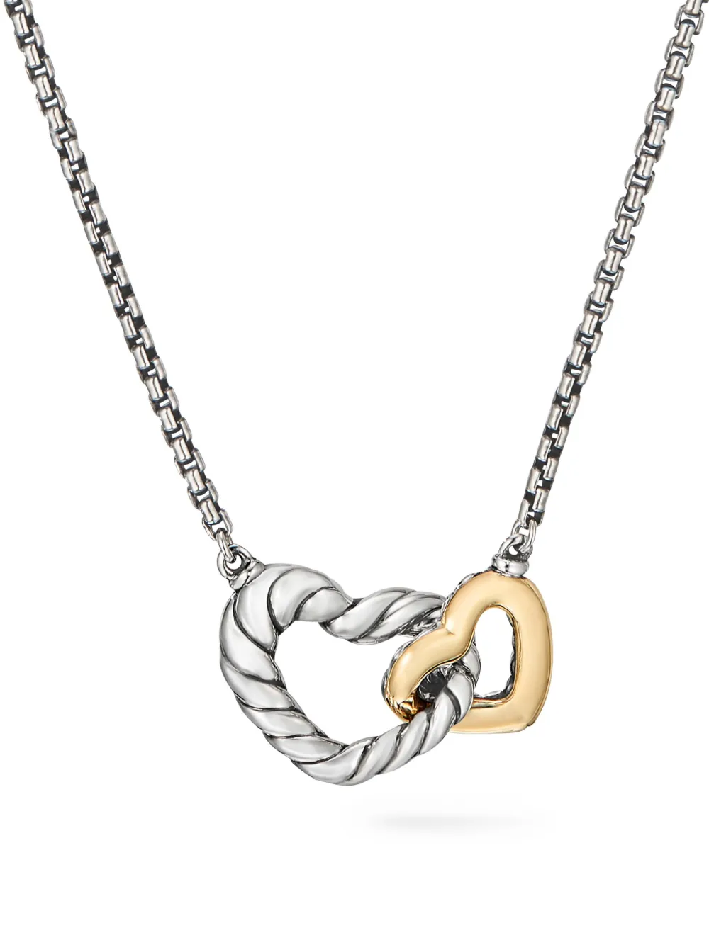 

Колье Cable Collectibles Interlocking Heart из желтого золота и серебра (16.4 мм) David Yurman, серебяный
