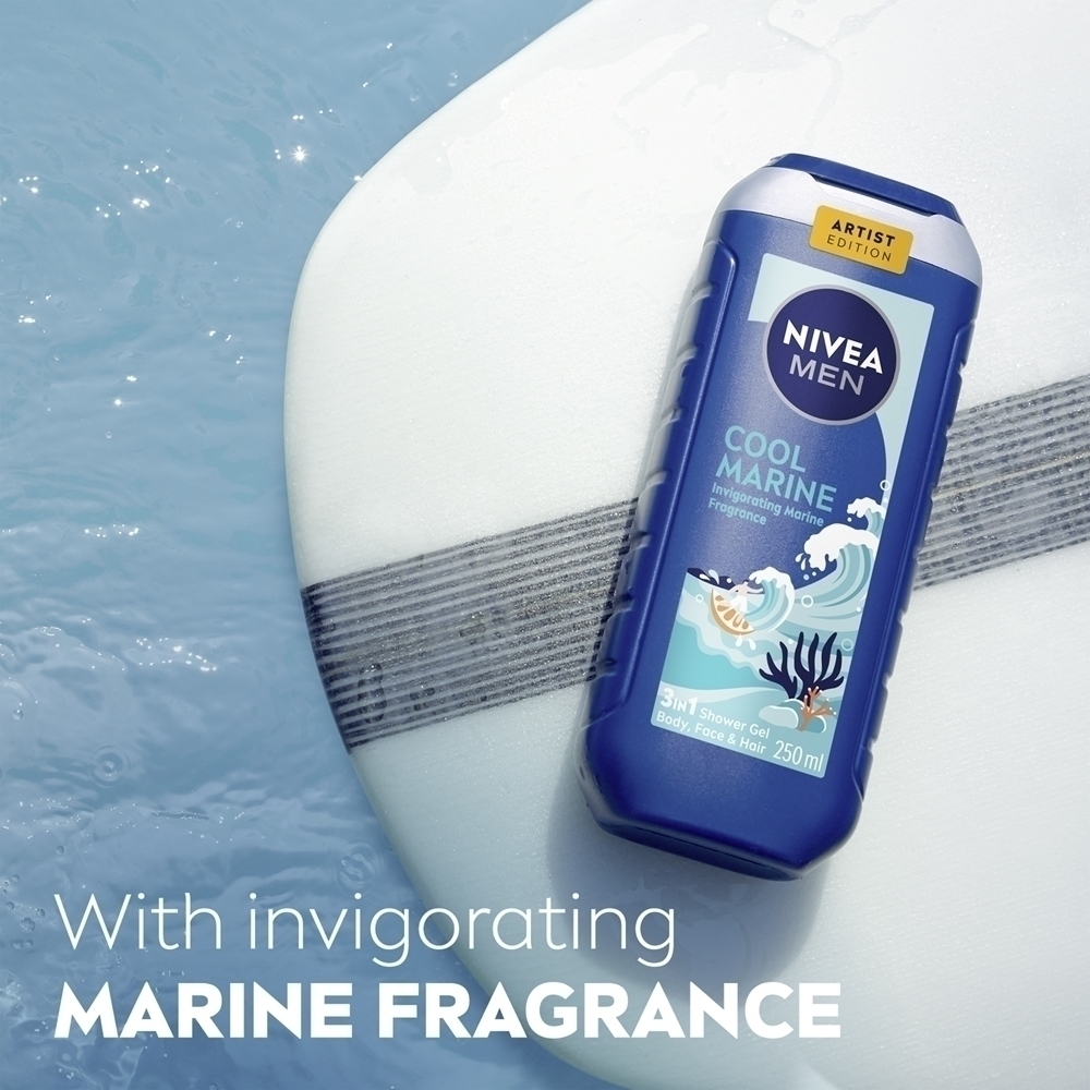 Мужской прохладный морской гель для душа для тела и волос Nivea, 250 мл — фото 4