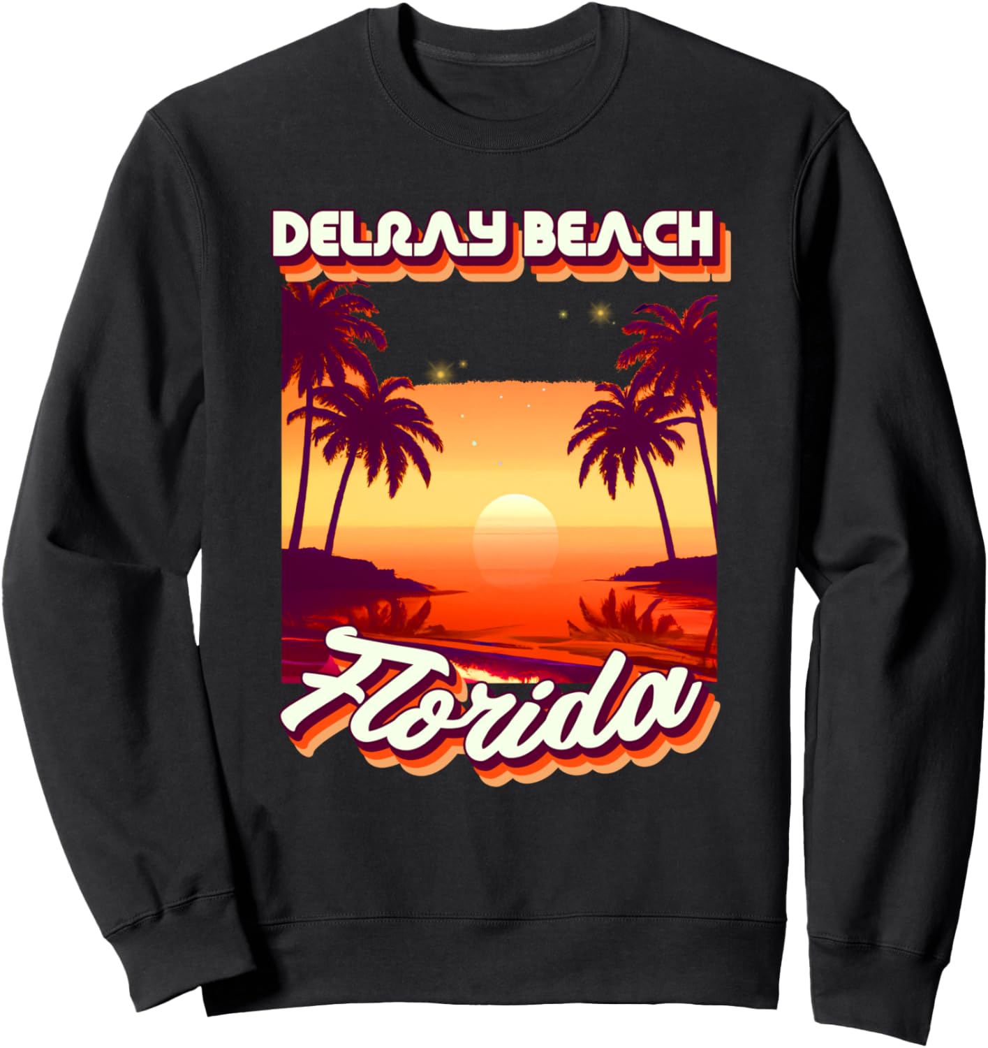 

Ретро-толстовка в стиле 80-х, Делрей-Бич, Флорида, с изображением пальм и серфинга Delray Beach Retro Beach Accessories, черный