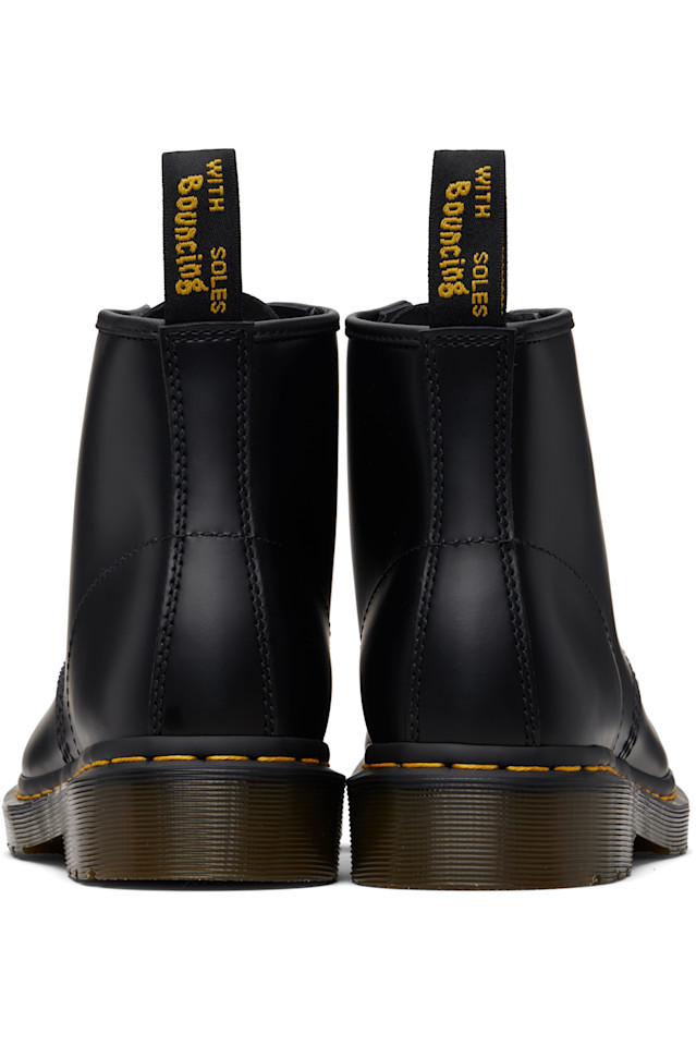 Dr. Martens Черные 101 гладкие кожаные ботильоны с желтой строчкой — фото 2