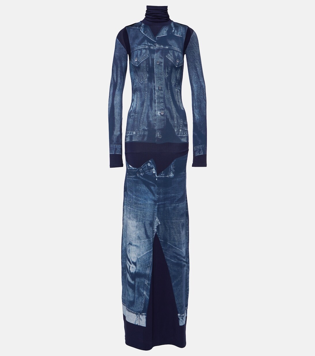 

Платье макси с принтом из коллекции tattoo Jean Paul Gaultier, синий