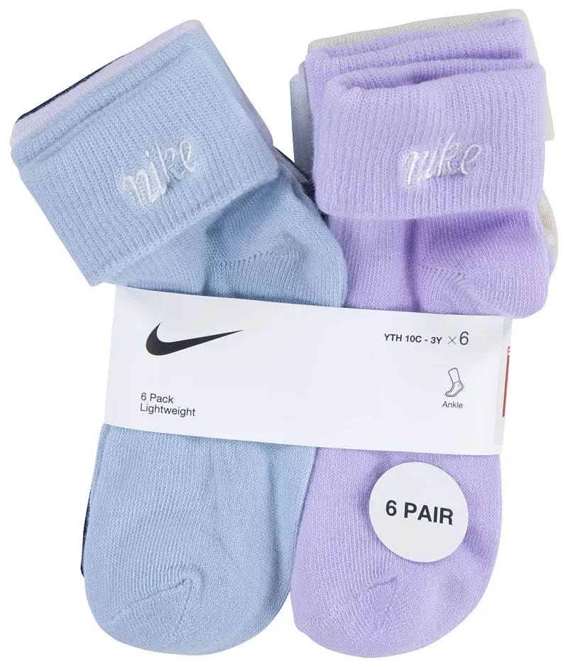 Носки Nike с складками до щиколотки для девочек, набор из 6 штук, цвет Light Armory Blue — фото 3
