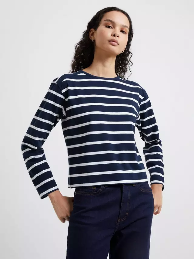 

Футболка French Connection Rallie Long Sleeve Stripe, цвет marine/white