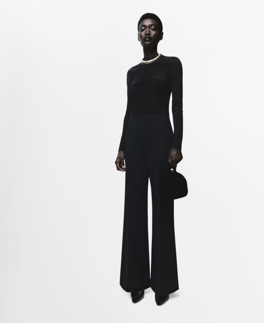 

Женский комбинированный комбинезон с драпировкой MANGO, Black