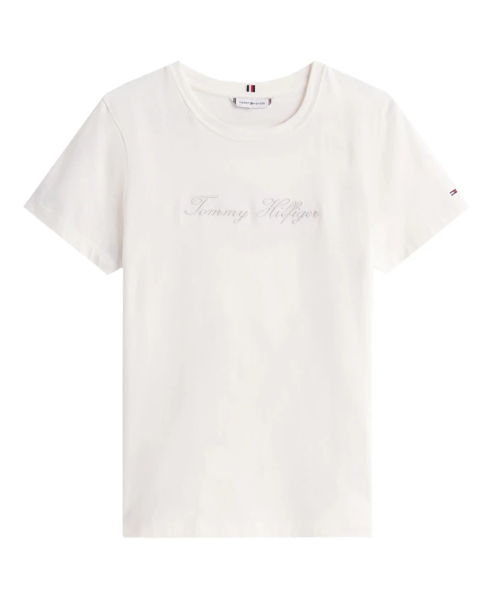 

Хлопковая рубашка с металлизированным логотипом. Tommy Hilfiger, белый