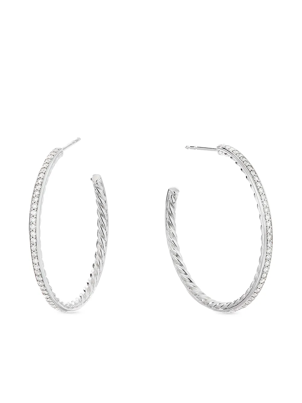 

Серебряные серьги-кольца с бриллиантами (38 мм) David Yurman, серебяный