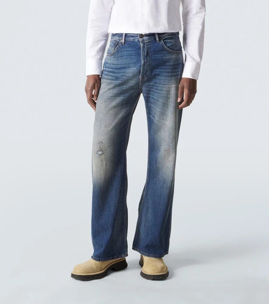 Рваные джинсы с широкими штанинами 2021 года Acne Studios, синий — фото 3