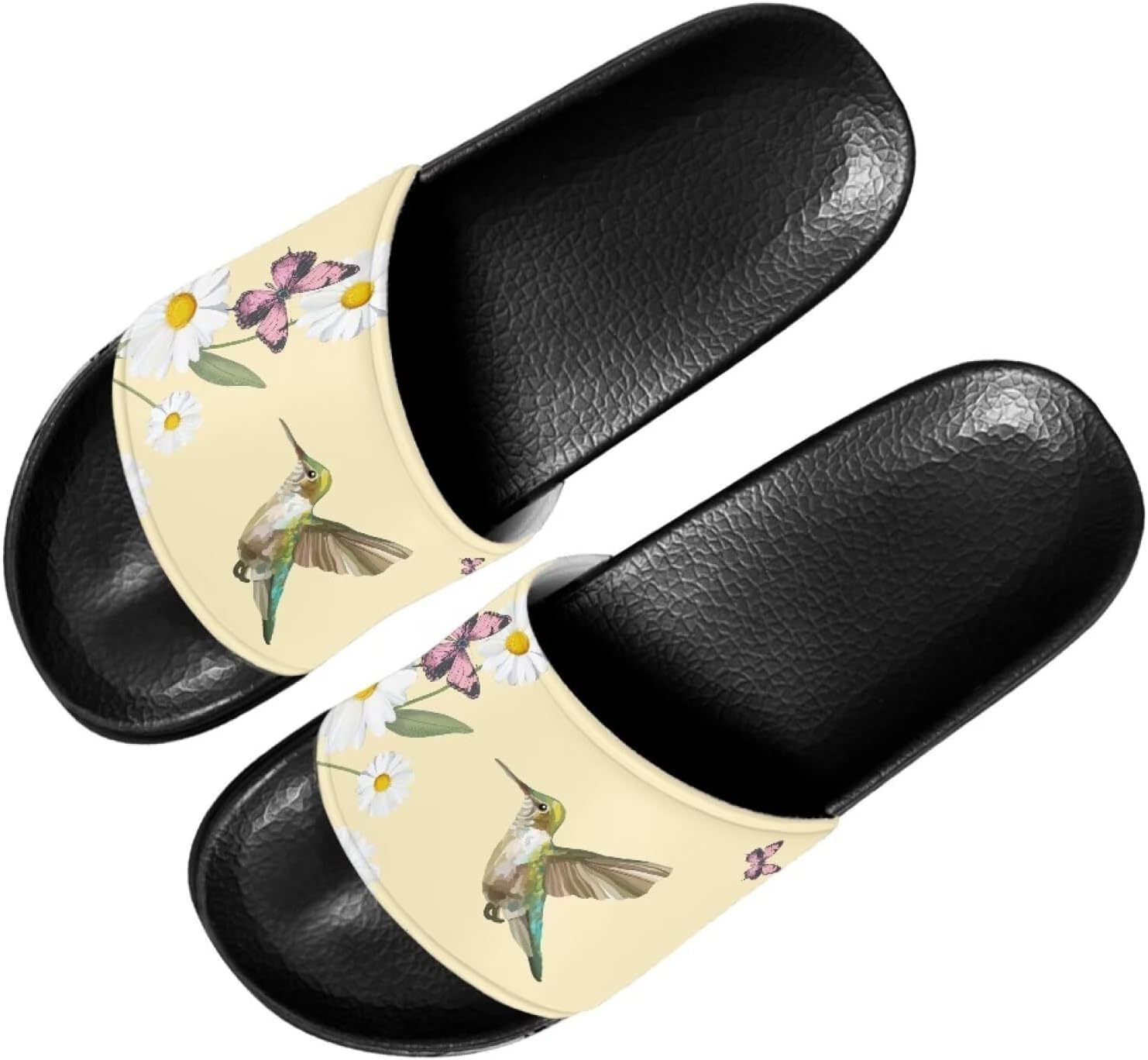 

Женские мягкие нескользящие сандалии Forchrinse, плоские шлепанцы для пляжа, бассейна, душа и дома, Hummingbird Daisy