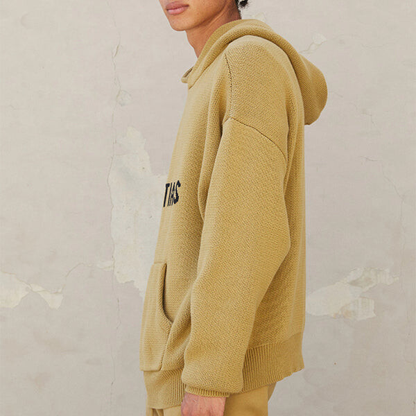 Толстовка Fear of God Essentials FW21 Knit Pullover Logo Hoodie 'Amber', цвет tan — фото 4