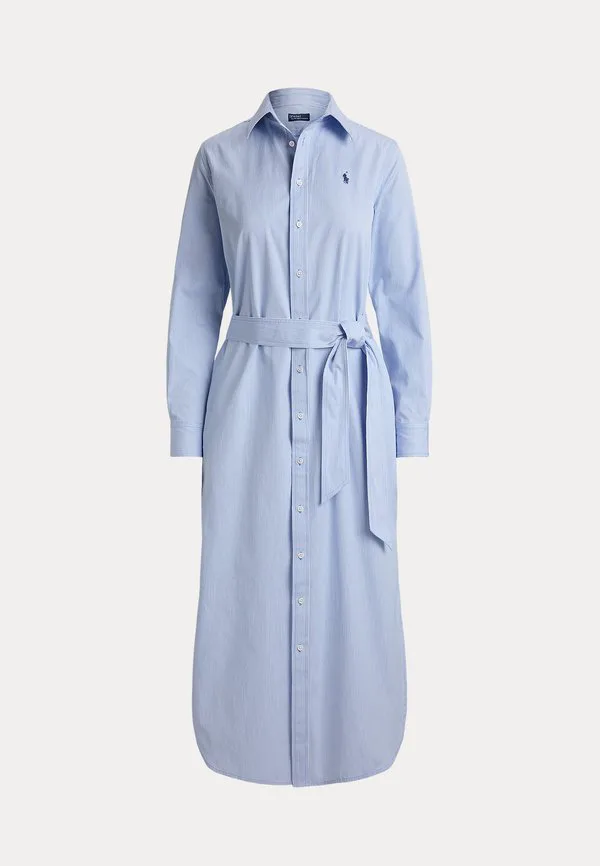 Платье-Рубашка из хлопка в полоску с поясом Polo Ralph Lauren, Medium Blue/White — фото 4