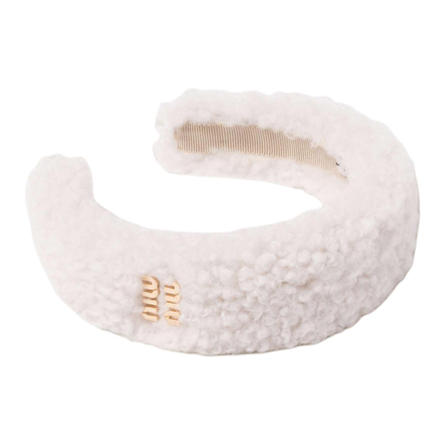 

Повязка на голову с вышитым логотипом MIU MIU, белый