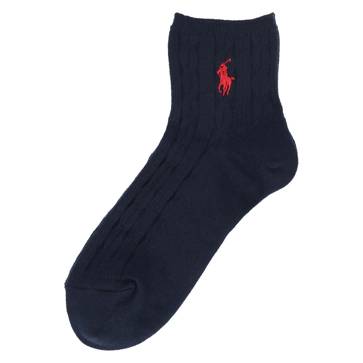 Женские короткие носки с вышивкой в одну точку и узором из кос. Polo Ralph Lauren, 68. Navy — фото 2