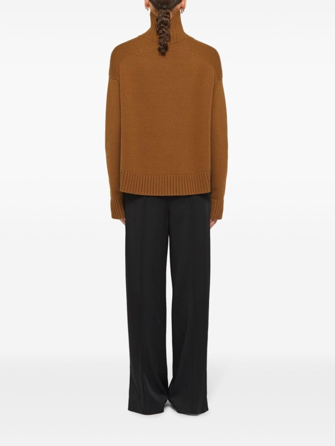 Jil Sander джемпер из смеси кашемира и воротника-трубы, коричневый — фото 3
