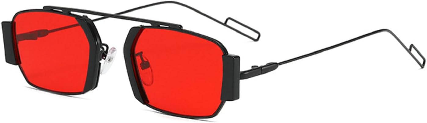 

Ретро-солнцезащитные очки в маленькой прямоугольной металлической оправе для женщин, модные солнцезащитные очки UV400 для мужчин, панк-солнцезащитные очки Melrose, Red