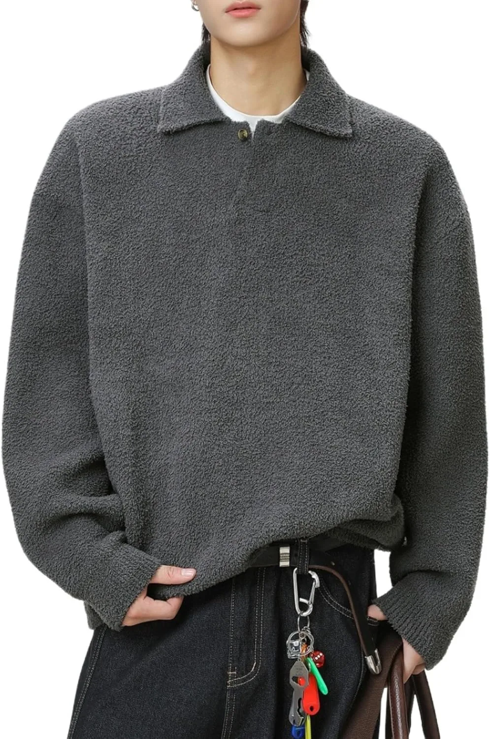 

Свитер POHADON Fuzzy Knitted с воротником-стойкой