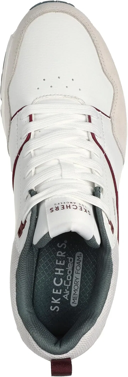 Мужские кроссовки Skechers UNO Retro One, White Leather Suede Green Mesh Burg Tri — фото 3