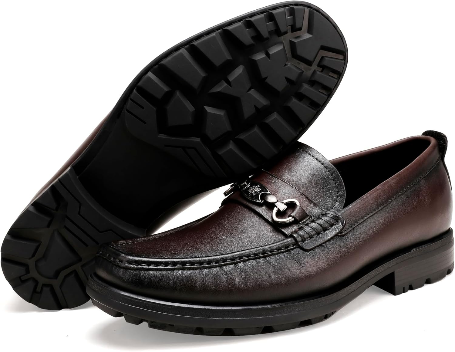 

Мужские повседневные слипоны-лоферы, классические кожаные туфли с премиальной пряжкой, мокасины с М-носом, повседневные туфли для банкетов и свадеб, слипоны-пенни лоферы Generic, Coffee