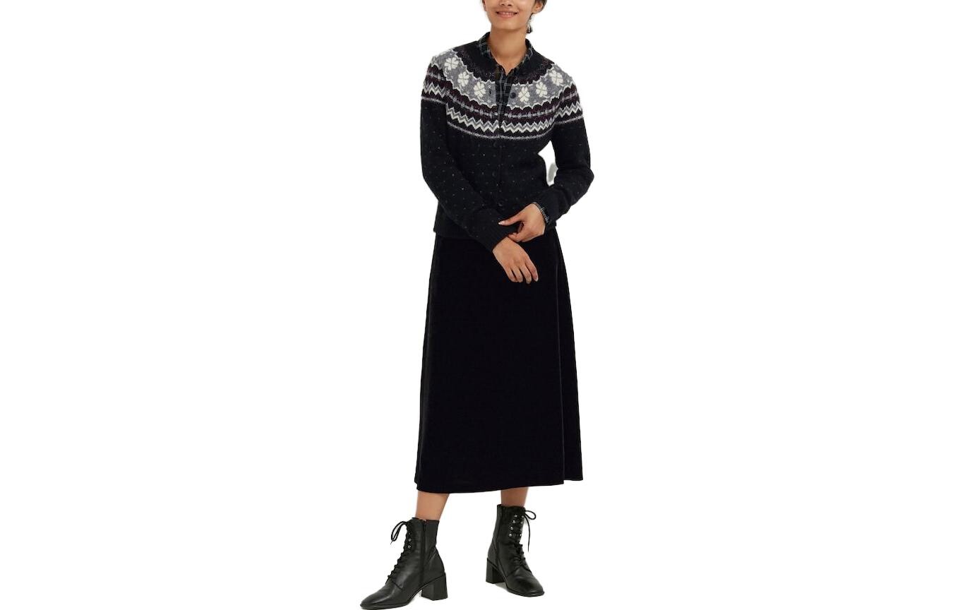 

Повседневная длинная юбка женская черная Uniqlo