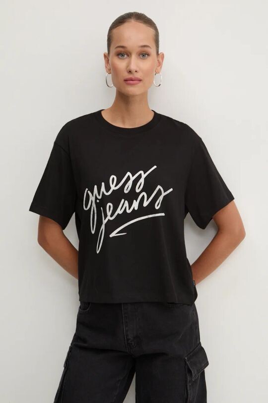

Хлопковая футболка Guess Jeans, черный