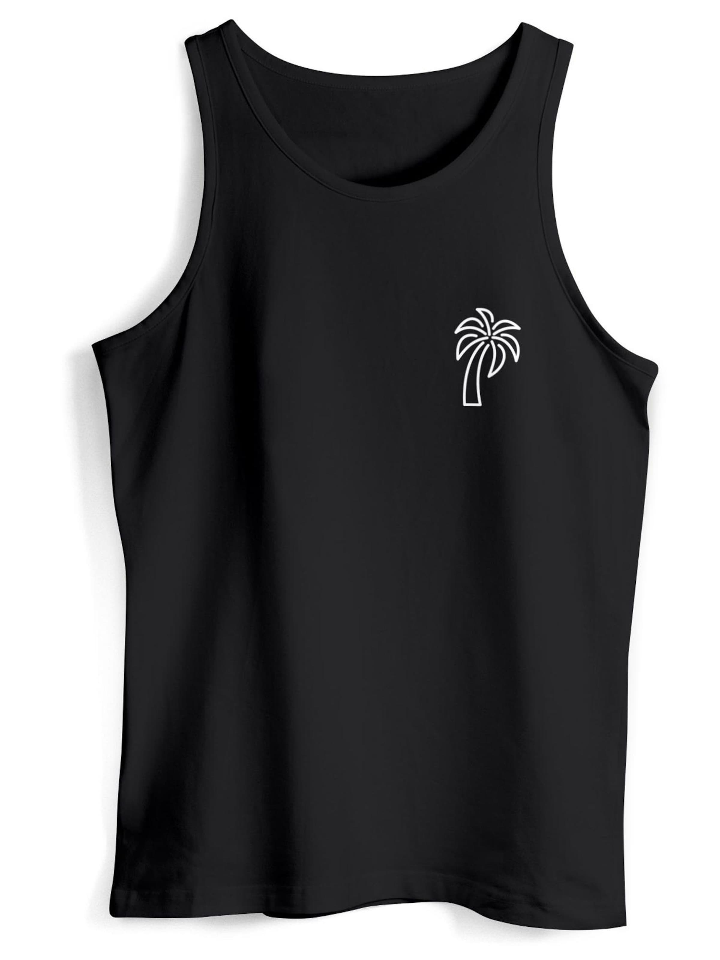 

Neverless Футболка 'Palm Lineart' в черном дениме