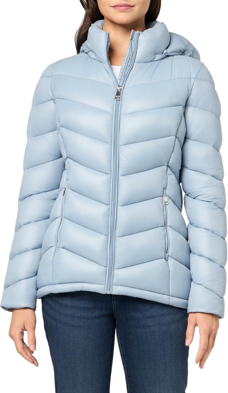 

Calvin Klein Женская классическая утепленная куртка с капюшоном на молнии, Chambray