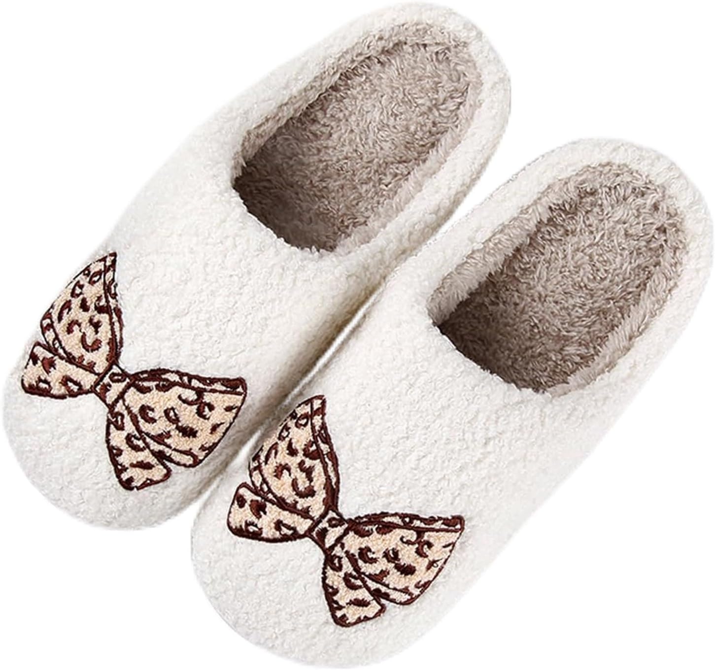 

Женские и мужские домашние тапочки Ретро Уютные Теплые Плюшевые Слипоны с Памятью Фоам для Дома Зимой, для улицы и дома Wiretran, Leopard Bow