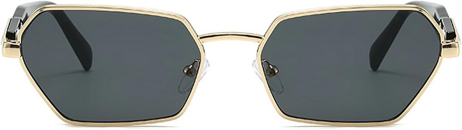 

Модные солнцезащитные очки в металлической оправе квадратной формы для женщин, роскошные солнцезащитные очки «кошачий глаз» с многоугольной формой, защита от ультрафиолета UV400 mincl, Gold Black