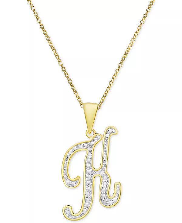 

Ожерелье с кулоном-инициалом в форме бриллианта, 18 дюймов, из серебра, золота и розового золота Macy'S, k/gold