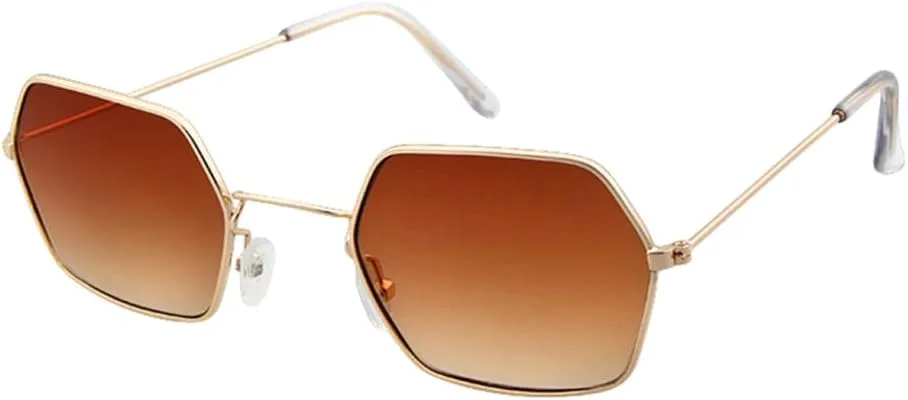 

Модные женские солнцезащитные очки в шестиугольной металлической оправе с зеркальными линзами, винтажные солнцезащитные очки для женщин TYUVIVO, C11 Gold Brown