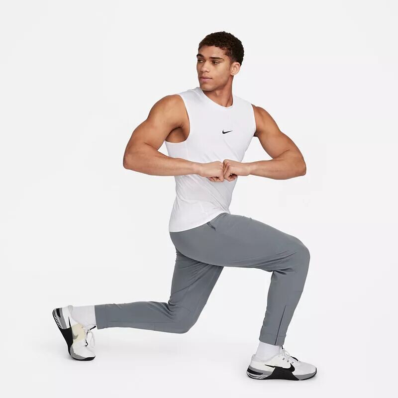 Мужская тонкая футболка для фитнеса без рукавов Nike Pro Dri-FIT, белый — фото 2