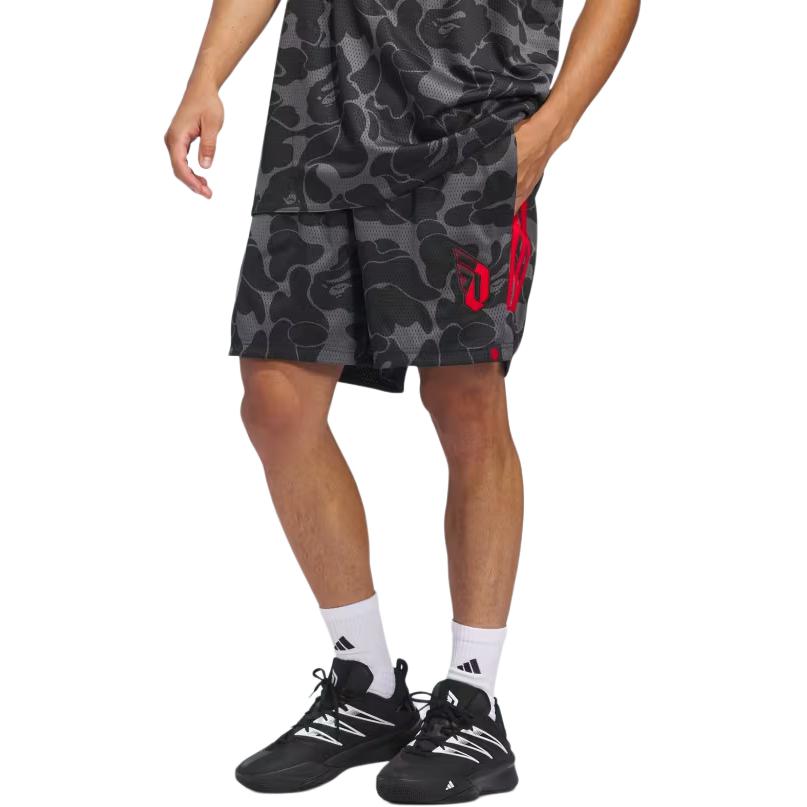 X BAPE Dame 9 FW24 Баскетбольные шорты мужские Угольно-серый Adidas — фото 4