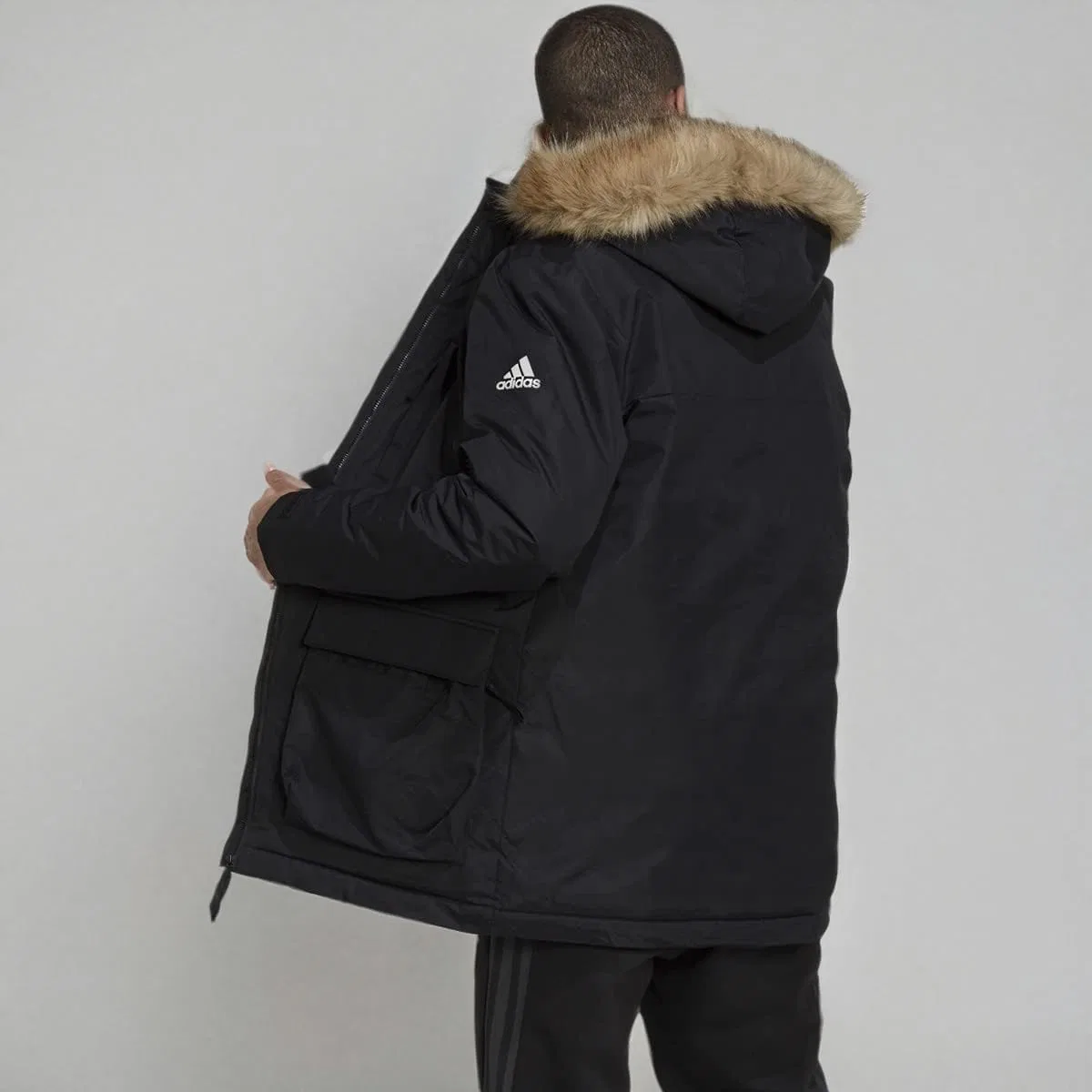 Мужская парка с капюшоном Adidas Utilitas, черный — фото 2