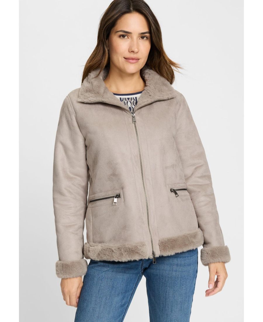 

Женская куртка из искусственной овчины Olsen, Dark taupe