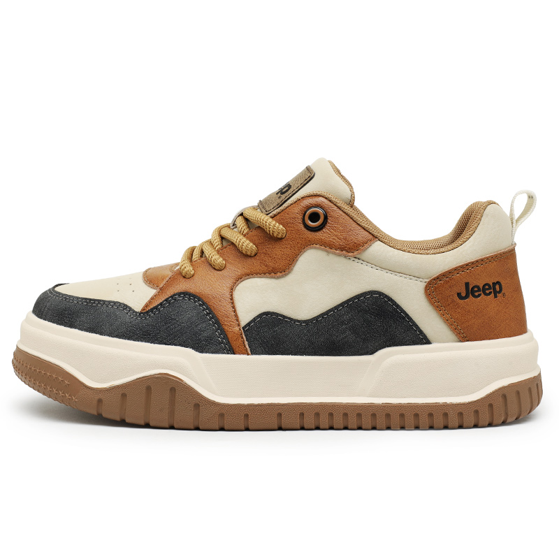 

Jeep Кроссовки для скейтбординга мужские low top с амортизацией, устойчивые к истиранию и скольжению, beige brown