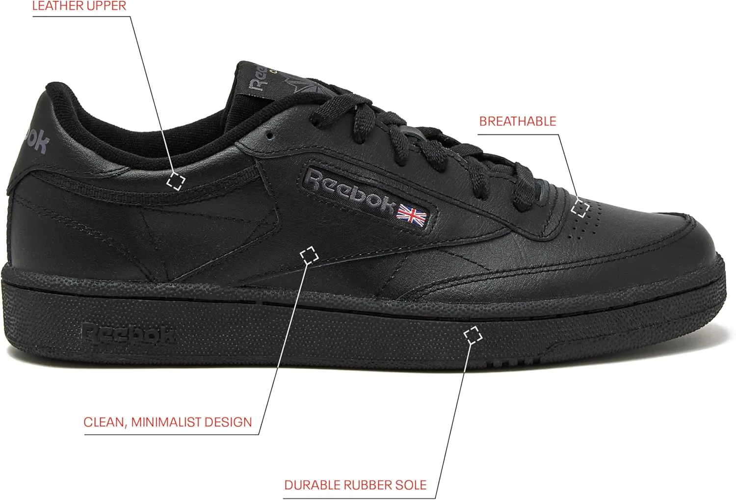 Мужские кроссовки Reebok Club C 85, черный — фото 2