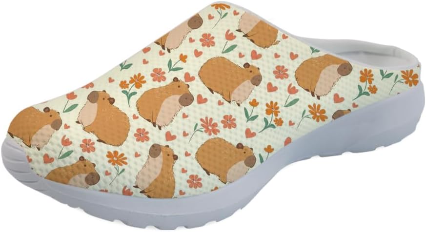 

Женские сабо Forchrinse с цветным принтом лапы собаки, домашние тапочки с цветочным рисунком, кроссовки для ходьбы с поддержкой свода стопы, Capybara