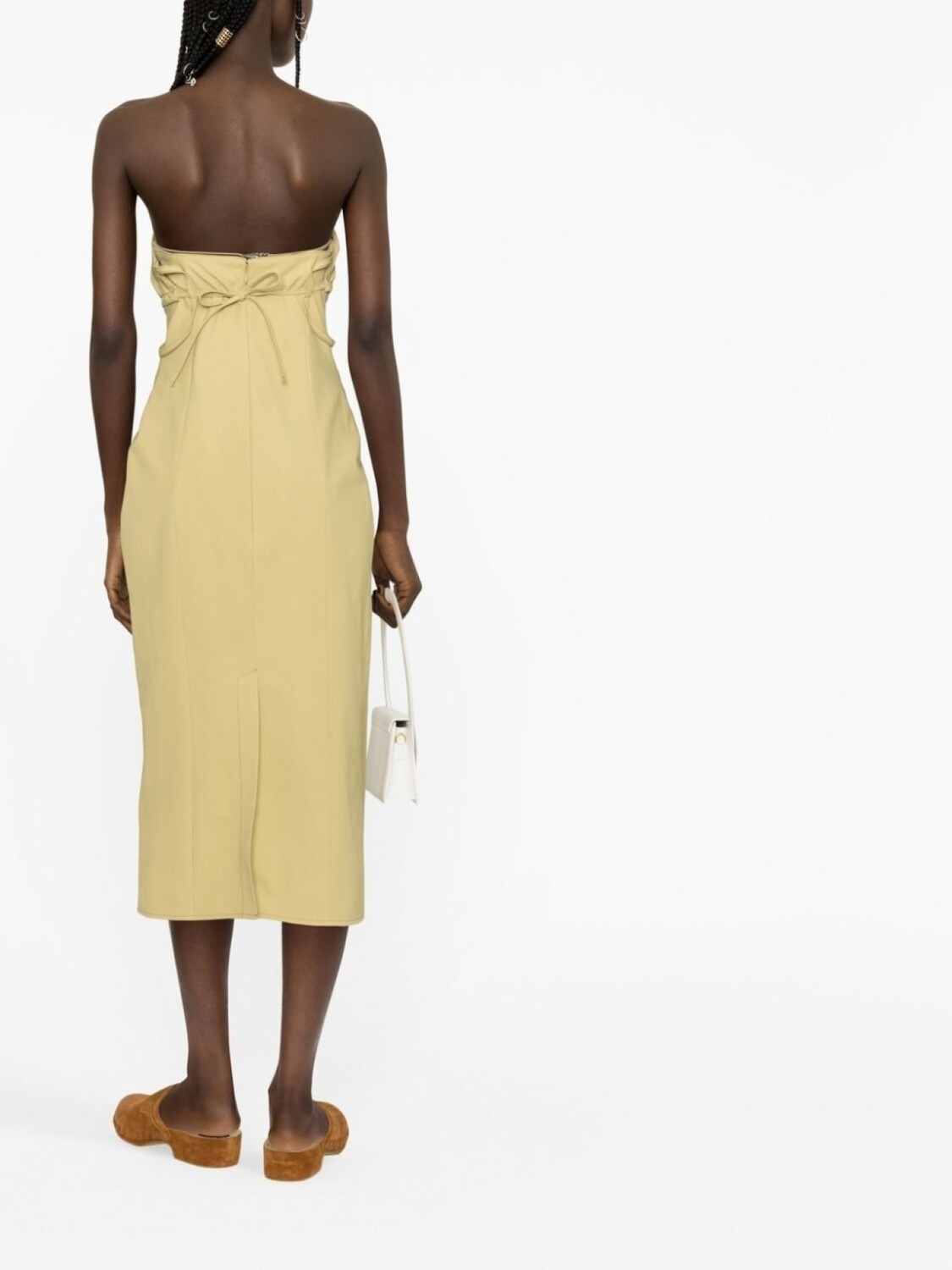 Jacquemus платье без бретелей с вырезом, зеленый — фото 4