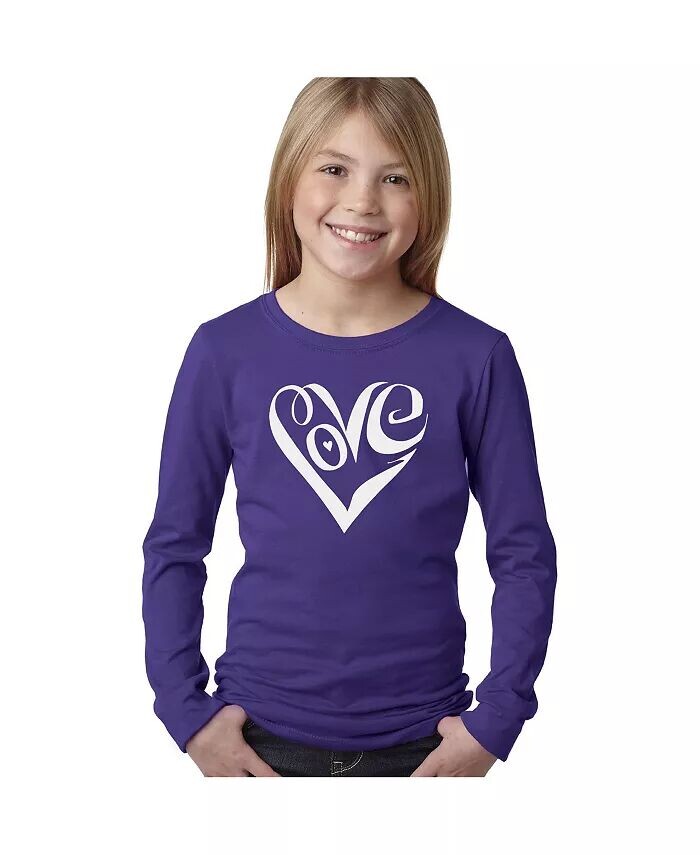 

Футболка с длинным рукавом Big Girl's Word Art - Script Love Heart LA Pop Art, фиолетовый