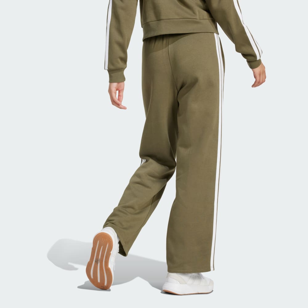Спортивные брюки Adidas Essentials 3-Stripes Open-Hem Fleece, оливковый/белый — фото 3