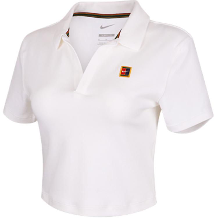 

Женский укороченный теннисный поло с коротким рукавом Court Heritage Nike, белый