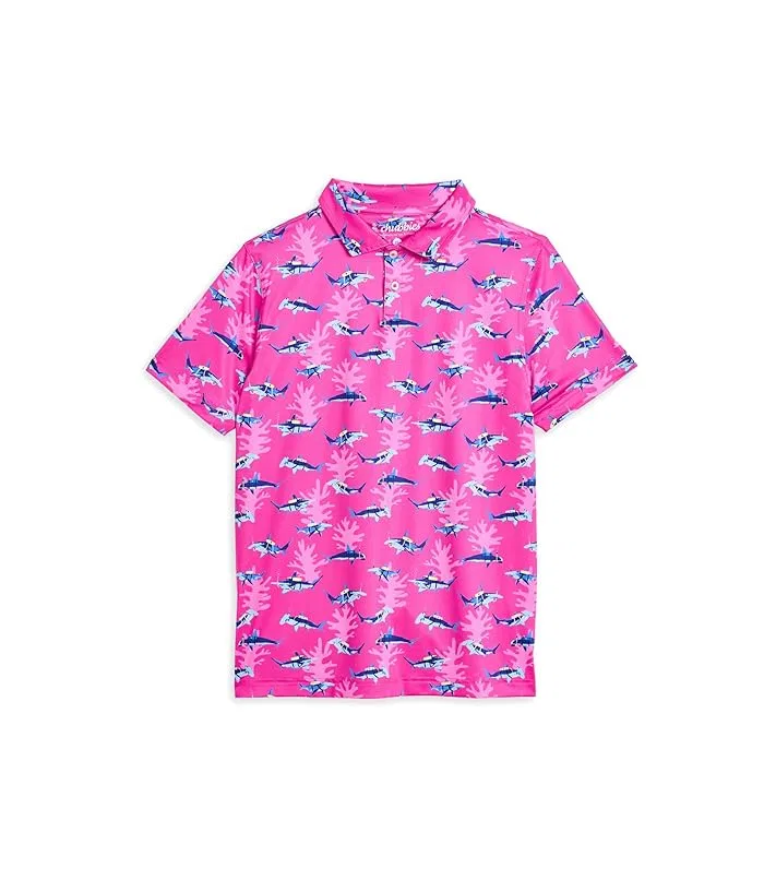 Поло с принтом акул The Great Pink Shark Chubbies Kids, Bright Pink/Pattern Based