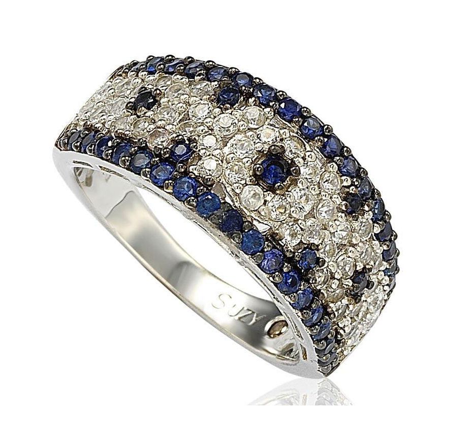 

Абстрактное кольцо Suzy Levian из стерлингового серебра 925 пробы с сапфирами 2,28 карата и искусственным белым сапфиром Suzy Levian New York, Blue sapphire