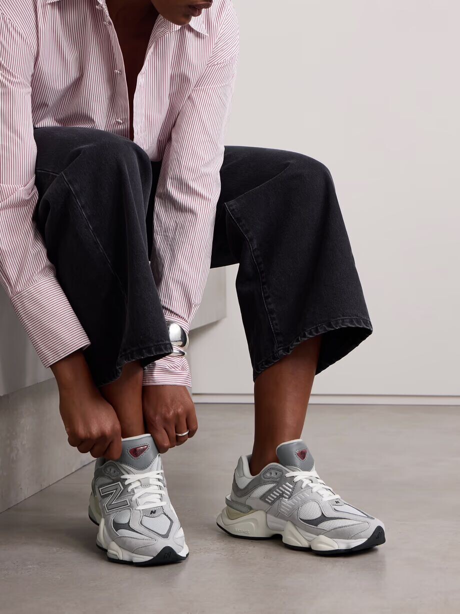 Кроссовки 9060 из замши и сетки с отделкой из нубука New Balance, серый — фото 2