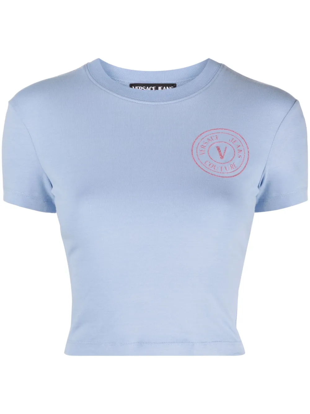

Укороченная футболка с логотипом Versace Jeans Couture, синий